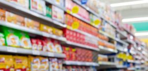 Simplified retail shelf showing clear product range