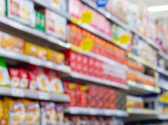 Simplified retail shelf showing clear product range