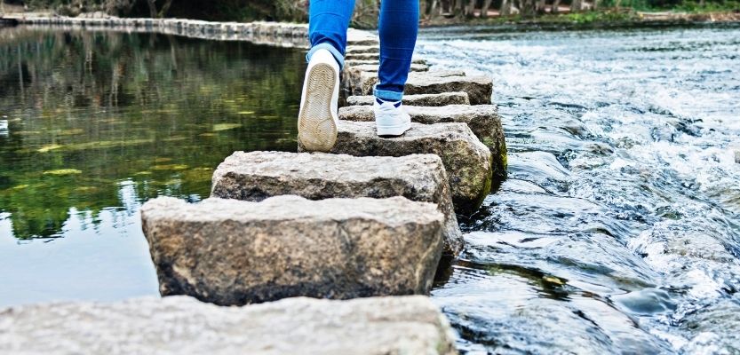 Abstract pathway image showing steps forward, representing how to prioritise in your marketing to move from awareness to enquiry 