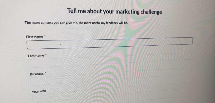 Marketing review in progress with a website open.